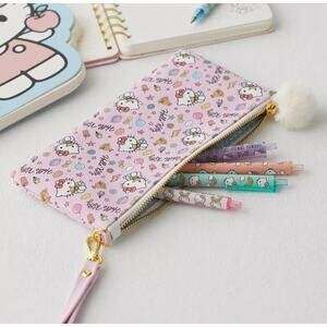 New Pink Sanrio Hello Kitty Pencil Case Pen Zipper Bag Holder Cosmetic Pouch